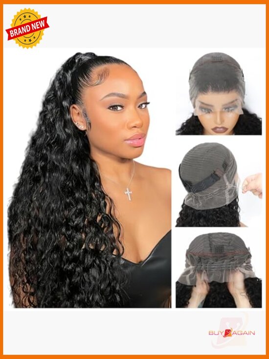 360 Lace Front Human Hair Wig with Drawstring Deep Wave Glueless Full Lace Wig main image 5